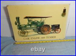 VINTAGE 17x11 in CASE ENGINE THRESHING MACHINE ADV SIGN EMBOSSED TIN METAL -X163