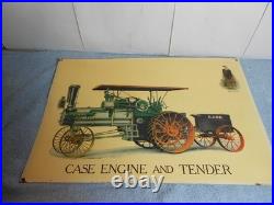 VINTAGE 17x11 in CASE ENGINE THRESHING MACHINE ADV SIGN EMBOSSED TIN METAL -X163