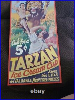VINTAGE 1930's SUPER RARE TIN TARZAN ICE CREAM SIGN