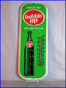 VINTAGE 1960's BUBBLE UP SODA POP GAS STATION 16 METAL THERMOMETER SIGN- ORIG