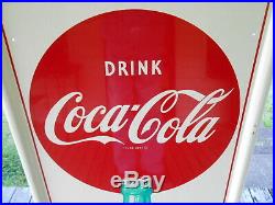 VINTAGE 1960s COKE COCA COLA RED BALL METAL SIGN NEW OLD STOCK 54 x 17 1/2