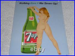 VINTAGE 7UP GORGEOUS FEMALE With SEVEN UP BOTTLE 12 PORCELAIN METAL SODA GAS SIGN