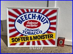 VINTAGE BEECH-NUT TOBACCO SELF FRAMED METAL ADVERTISING SIGN (22x 18) NOS VINTAGE BEECH-NUT TOBACCO SELF FRAMED METAL ADVERTISING SIGN (22x 18) NOS
