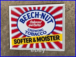 VINTAGE BEECH-NUT TOBACCO SELF FRAMED METAL ADVERTISING SIGN (22x 18) NOS VINTAGE BEECH-NUT TOBACCO SELF FRAMED METAL ADVERTISING SIGN (22x 18) NOS