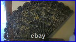 VINTAGE BURWOOD FAN WALL HANGING DECOR, 43 x 26.5, BLACK SILVER WASH