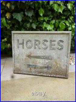 VINTAGE CAST METAL'HORSE' RIDING DIRECTION SIGN Not ENAMEL ROAD SIGN