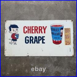 VINTAGE CHILLY WILLEE Metal Sign Double Sided 15x28 Cherry Grape