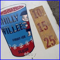 VINTAGE CHILLY WILLEE Metal Sign Double Sided 15x28 Cherry Grape
