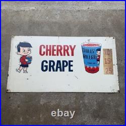 VINTAGE CHILLY WILLEE Metal Sign Double Sided 15x28 Cherry Grape