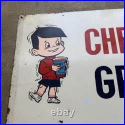 VINTAGE CHILLY WILLEE Metal Sign Double Sided 15x28 Cherry Grape