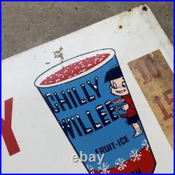 VINTAGE CHILLY WILLEE Metal Sign Double Sided 15x28 Cherry Grape