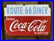 VINTAGE_Coca_Cola_Porcelain_Route_66_Diner_Metal_Gas_Oil_Restaurant_Coke_Sign_01_cw