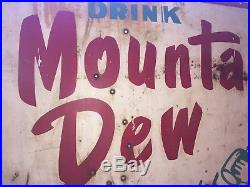 VINTAGE DRINK MOUNTAIN DEW HILLBILLY 60 x 36 METAL SIGN! VERY RARE