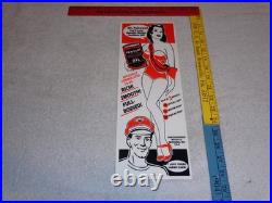 VINTAGE HARLEY DAVIDSON MOTORCYCLES WOMAN With LG OIL CANS 15 METAL GASOLINE SIGN