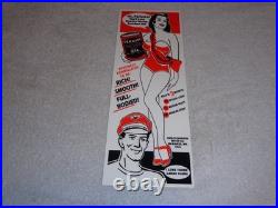 VINTAGE HARLEY DAVIDSON MOTORCYCLES WOMAN With LG OIL CANS 15 METAL GASOLINE SIGN