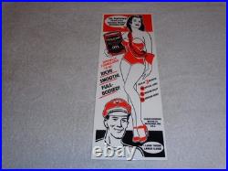 VINTAGE HARLEY DAVIDSON MOTORCYCLES WOMAN With LG OIL CANS 15 METAL GASOLINE SIGN