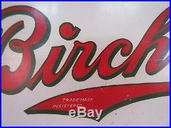 VINTAGE Ice Cold Birchola Antique Metal Tin Sign- Double sided Flange 965-X