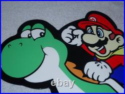 VINTAGE MARIO BROTHERS SUPER NINTENDO With YOSHI 12 SNES VIDEO GAME METAL AD SIGN