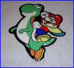 VINTAGE MARIO BROTHERS SUPER NINTENDO With YOSHI 12 SNES VIDEO GAME METAL AD SIGN