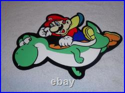 VINTAGE MARIO BROTHERS SUPER NINTENDO With YOSHI 12 SNES VIDEO GAME METAL AD SIGN