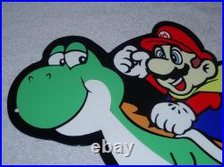 VINTAGE MARIO BROTHERS SUPER NINTENDO With YOSHI 12 SNES VIDEO GAME METAL AD SIGN