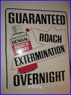 VINTAGE METAL ROACH SPRAY SIGN FROM A NC HARDWARE STORE! 30x36! DOUBLE SIDED
