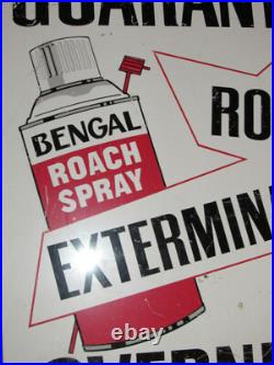 VINTAGE METAL ROACH SPRAY SIGN FROM A NC HARDWARE STORE! 30x36! DOUBLE SIDED