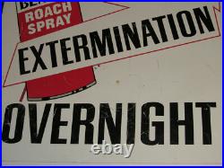 VINTAGE METAL ROACH SPRAY SIGN FROM A NC HARDWARE STORE! 30x36! DOUBLE SIDED