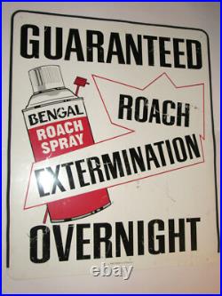 VINTAGE METAL ROACH SPRAY SIGN FROM A NC HARDWARE STORE! 30x36! DOUBLE SIDED