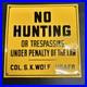 VINTAGE_METAL_SIGN_POSTED_NO_TRESPASSING_HUNTING_EMBOSSED_Remington_Winchester_01_sb
