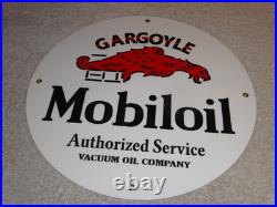 VINTAGE MOBIL MOBILOIL With GARGOYLE 11 3/4 PORCELAIN METAL GASOLINE & OIL SIGN VINTAGE MOBIL MOBILOIL With GARGOYLE 11 3/4 PORCELAIN METAL GASOLINE & OIL SIGN