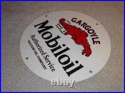 VINTAGE MOBIL MOBILOIL With GARGOYLE 11 3/4 PORCELAIN METAL GASOLINE & OIL SIGN VINTAGE MOBIL MOBILOIL With GARGOYLE 11 3/4 PORCELAIN METAL GASOLINE & OIL SIGN