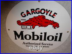 VINTAGE MOBIL MOBILOIL With GARGOYLE 11 3/4 PORCELAIN METAL GASOLINE & OIL SIGN