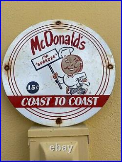 VINTAGE McDonalds PORCELAIN SIGN METAL GAS OIL FAST FOOD HAMBURGER DINER SPEEDEE