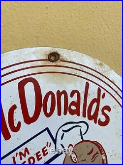 VINTAGE McDonalds PORCELAIN SIGN METAL GAS OIL FAST FOOD HAMBURGER DINER SPEEDEE