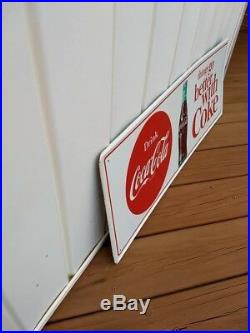 VINTAGE NOS 1960's COCA COLA THINGS GO BETTER WITH COKE BUTTON SODA METAL SIGN