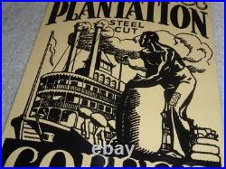 VINTAGE OLD PLANTATION COFFEE With PADDLE BOAT 10.5 PORCELAIN METAL GASOLINE SIGN