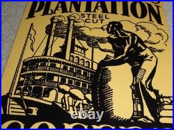 VINTAGE OLD PLANTATION COFFEE With PADDLE BOAT 10.5 PORCELAIN METAL GASOLINE SIGN