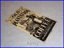 VINTAGE OLD PLANTATION COFFEE With PADDLE BOAT 10.5 PORCELAIN METAL GASOLINE SIGN