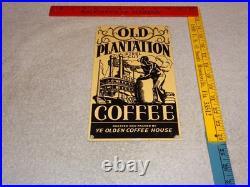 VINTAGE OLD PLANTATION COFFEE With PADDLE BOAT 10.5 PORCELAIN METAL GASOLINE SIGN