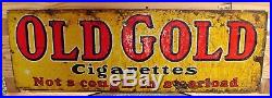 VINTAGE ORIGINAL1930's OLD GOLD CIGARETTES NOT A COUGH IN A CARLOAD METAL SIGN
