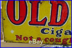 VINTAGE ORIGINAL1930's OLD GOLD CIGARETTES NOT A COUGH IN A CARLOAD METAL SIGN