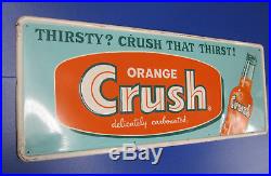 VINTAGE. Orange Crush. EMBOSSED. METAL. SIGN! EXCELLENT! Advertising, coca-cola