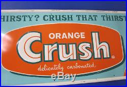 VINTAGE. Orange Crush. EMBOSSED. METAL. SIGN! EXCELLENT! Advertising, coca-cola