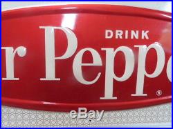 VINTAGE Original Drink Dr. Pepper Advertising Metal Soda Pop Sign 27x12