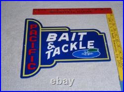 VINTAGE PACIFIC BAIT & TACKLE SHOP With FISH 12 METAL FISHING GASOLINE & OIL SIGN