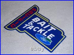 VINTAGE PACIFIC BAIT & TACKLE SHOP With FISH 12 METAL FISHING GASOLINE & OIL SIGN
