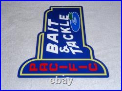 VINTAGE PACIFIC BAIT & TACKLE SHOP With FISH 12 METAL FISHING GASOLINE & OIL SIGN