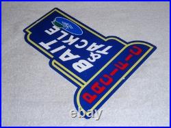 VINTAGE PACIFIC BAIT & TACKLE SHOP With FISH 12 METAL FISHING GASOLINE & OIL SIGN