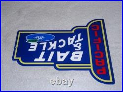 VINTAGE PACIFIC BAIT & TACKLE SHOP With FISH 12 METAL FISHING GASOLINE & OIL SIGN